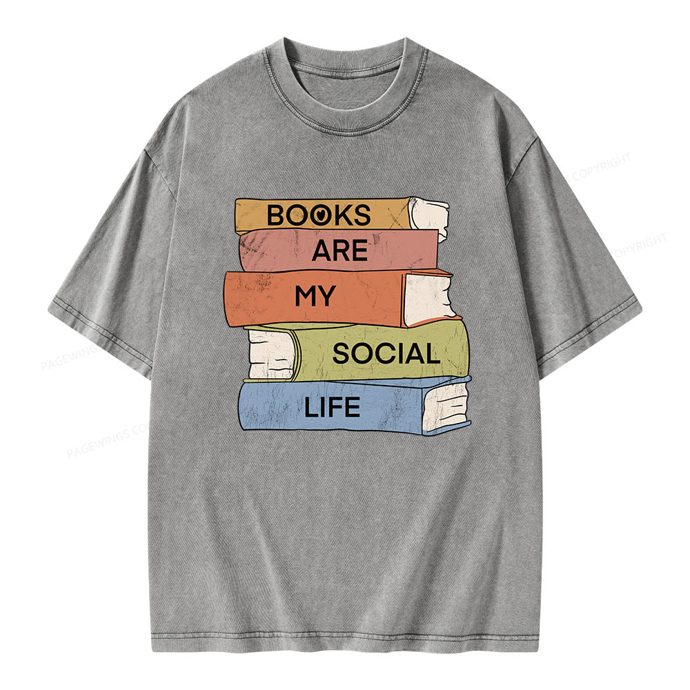 Pagewings Books Are My Social Life Unisex Washed T-shirt