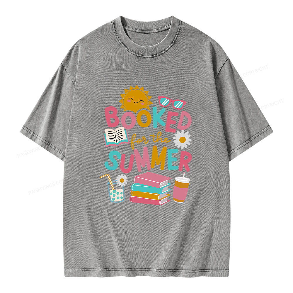 Pagewings Booked For The Summer Unisex Washed T-shirt