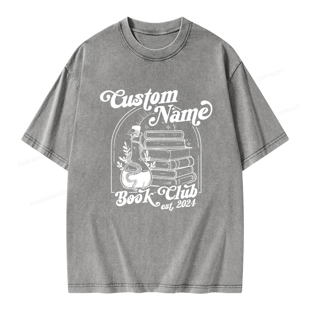 Pagewings Personalized Custom Book Club Unisex Washed T-shirt