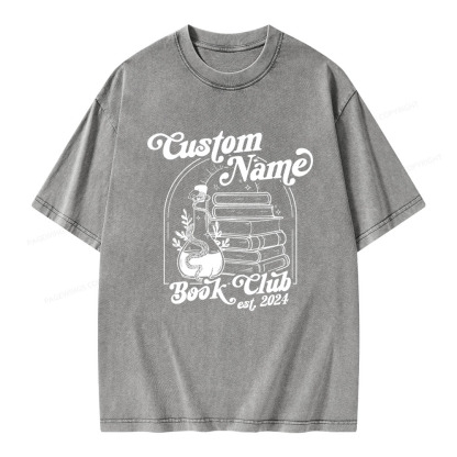 Pagewings Personalized Custom Book Club Unisex Washed T-shirt