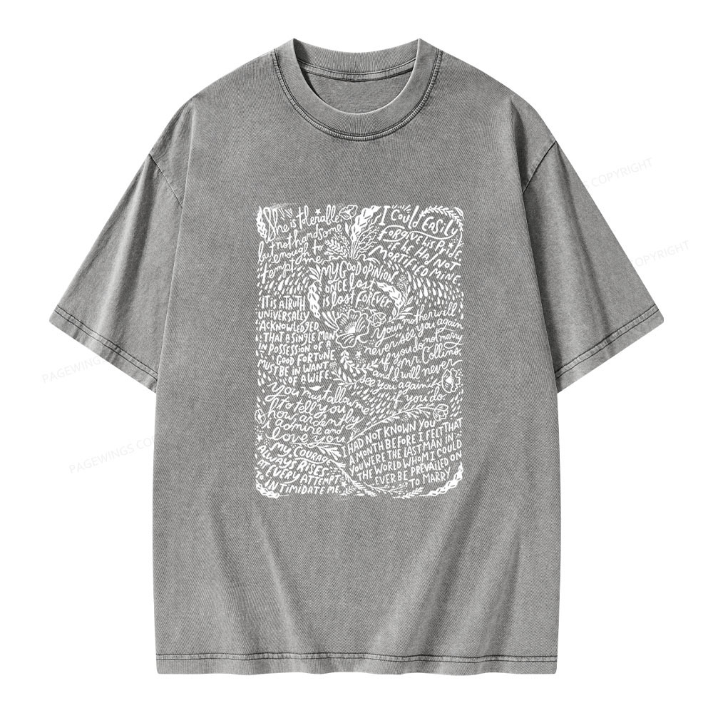 Pagewings Pride and Prejudice Unisex Washed T-shirt