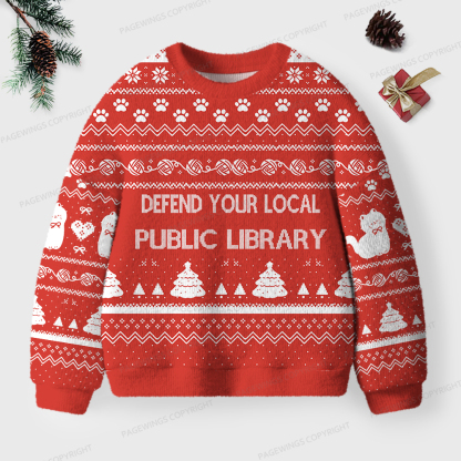 Pagewings Defend Your Local Public Library  Unisex Ugly Sweatshirt