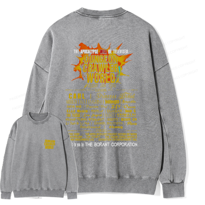Pagewings Dungeon Crawler World Tour Unisex Washed Sweatshirt