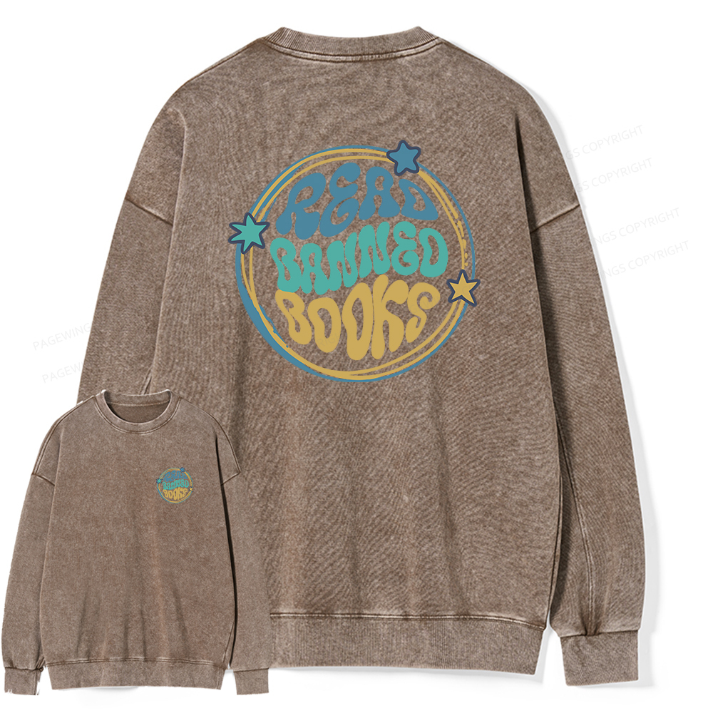 Pagewings Read Banned Books Unisex Washed Sweatshirt