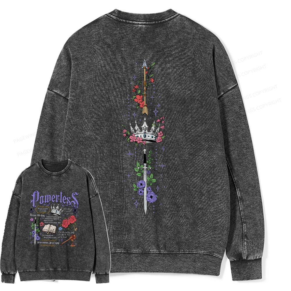 Pagewings Powerless Bookish Comfort Colors Unisex Washed Sweatshirt