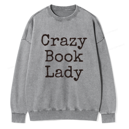 Pagewings Crazy Book Lady Unisex Washed Sweatshirt