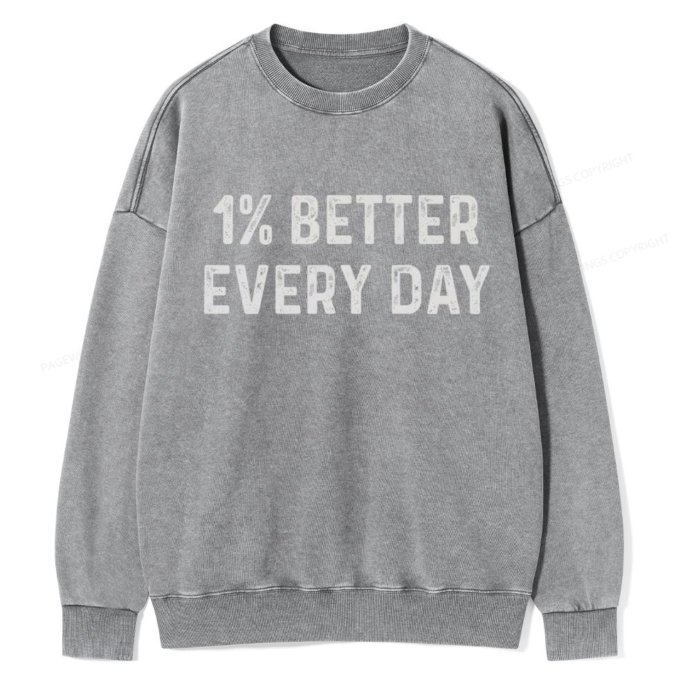 Pagewings 1% Better Every Day Unisex Washed Sweatshirt