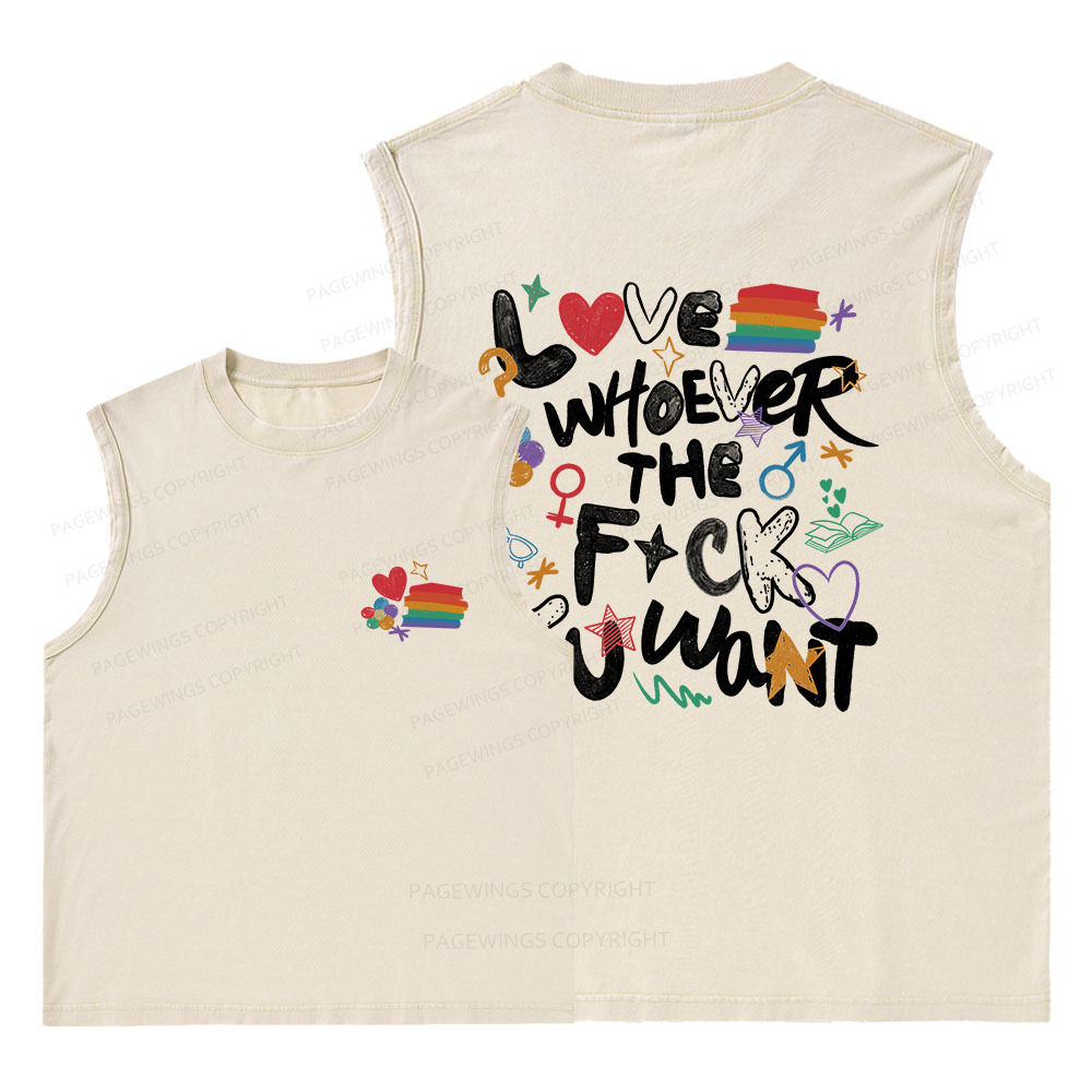 Pagewings Love Whoever The F*ck You Want Unisex Washed Tank Top