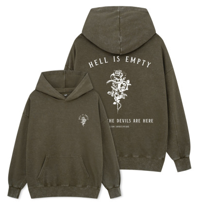 Pagewing Hell Is Empty And All The Devils Are Here Unisex Washed Hoodie