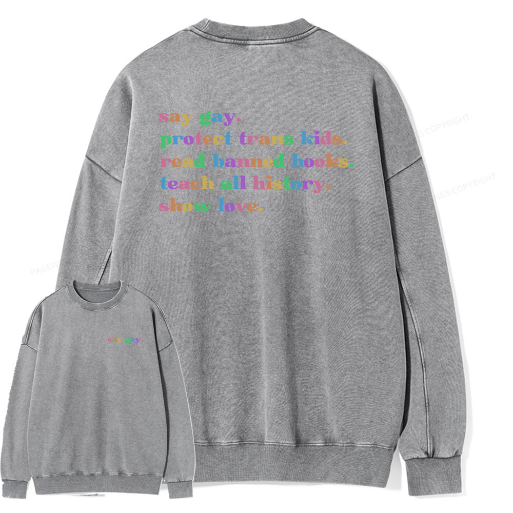 Pagewings Read Banned Books Unisex Washed Sweatshirt