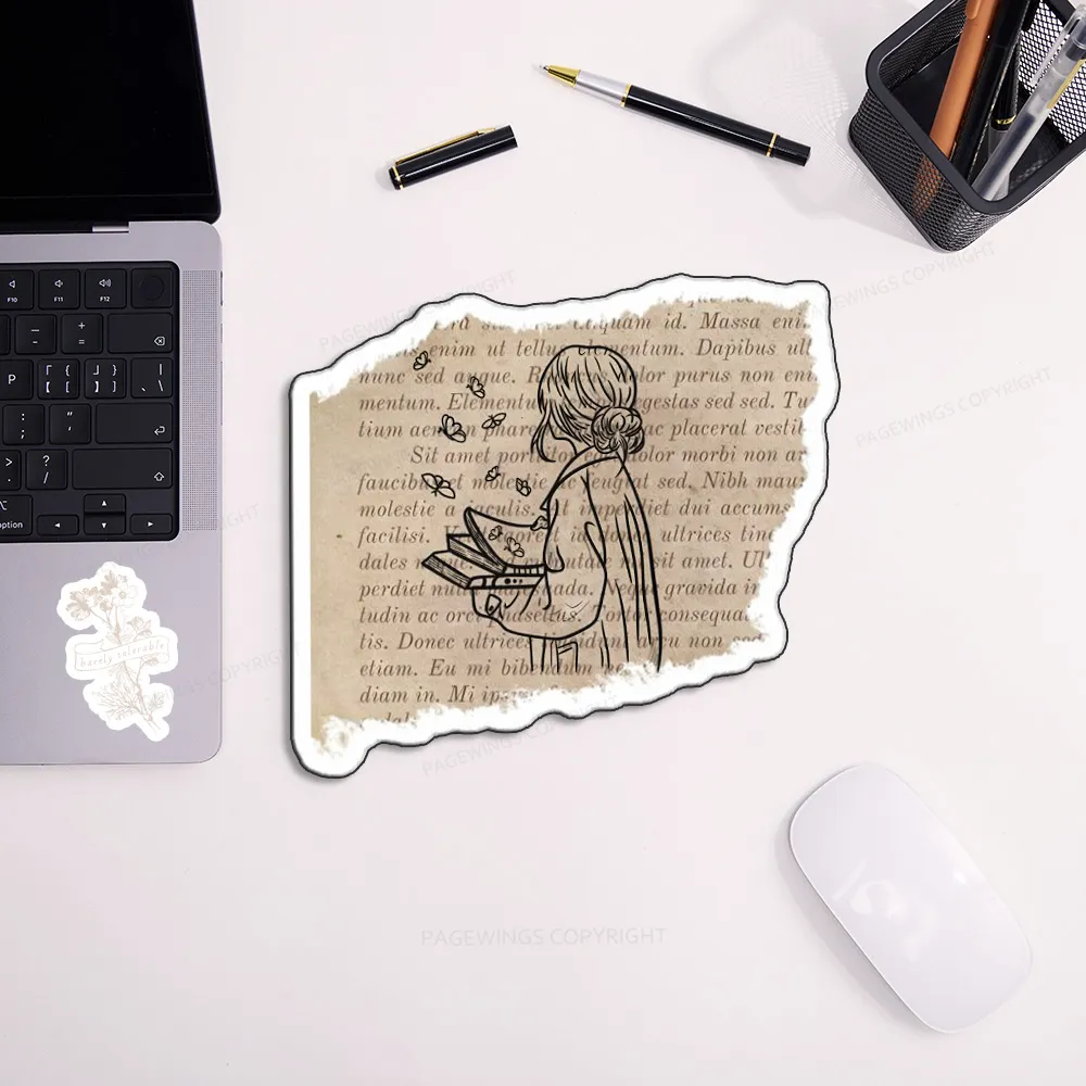Pagewings Book And Girl Mouse Pad