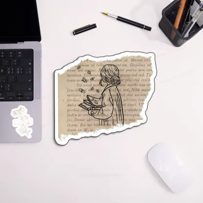 Pagewings Book And Girl Mouse Pad