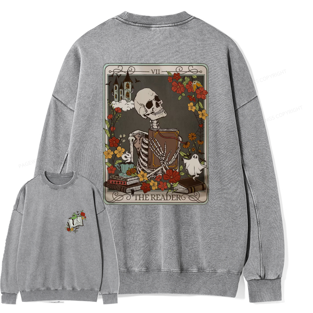 Pagewings Reader Hoodie, Teacher Gift Unisex Washed Sweatshirt