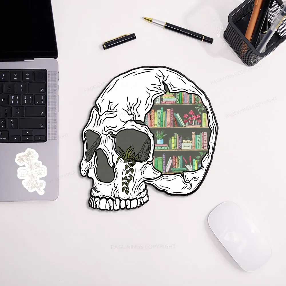 Pagewings Skull Bookshelf Mouse Pad