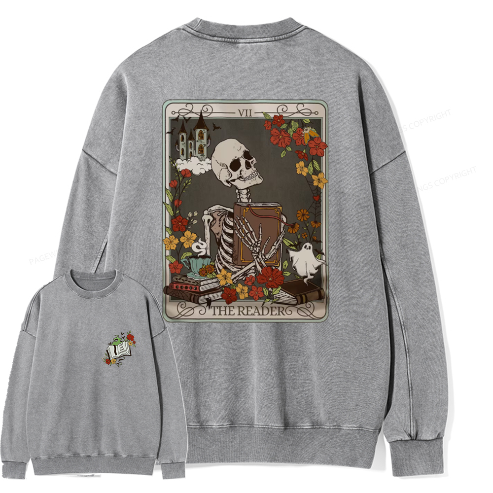 Pagewings Reader Hoodie, Teacher Gift Unisex Washed Sweatshirt
