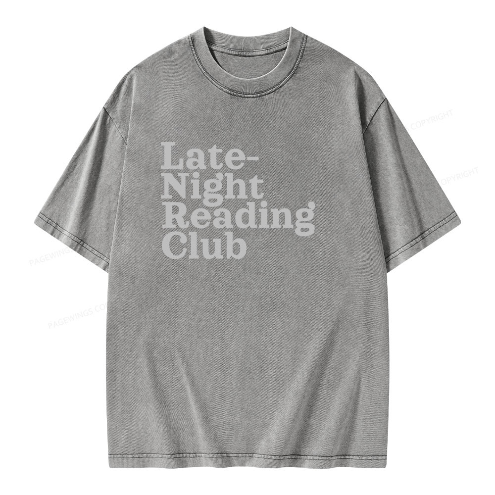 Pagewings Late-Night Reading Club Unisex Washed T-shirt