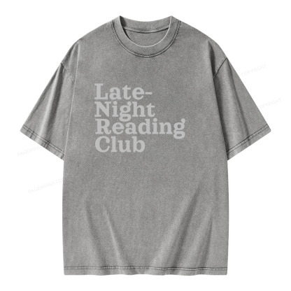 Pagewings Late-Night Reading Club Unisex Washed T-shirt