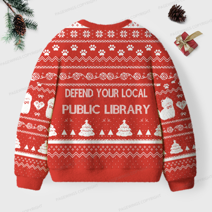 Pagewings Defend Your Local Public Library  Unisex Ugly Sweatshirt
