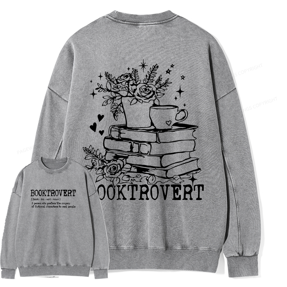 Pagewings Book Lover Gift Shirt, Teacher Crewneck, Reading Tee Unisex Washed Sweatshirt