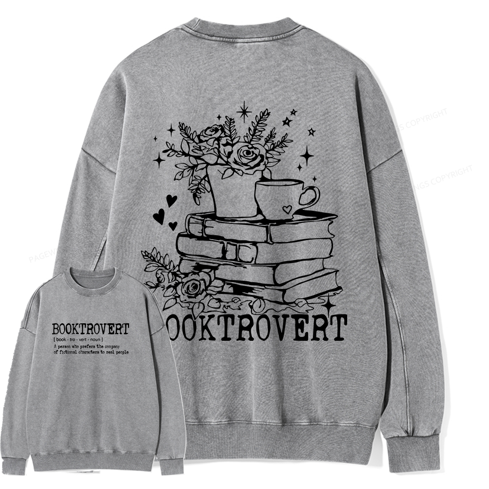 Pagewings Book Lover Gift Shirt, Teacher Crewneck, Reading Tee Unisex Washed Sweatshirt