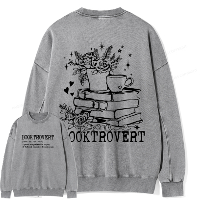 Pagewings Book Lover Gift Shirt, Teacher Crewneck, Reading Tee Unisex Washed Sweatshirt