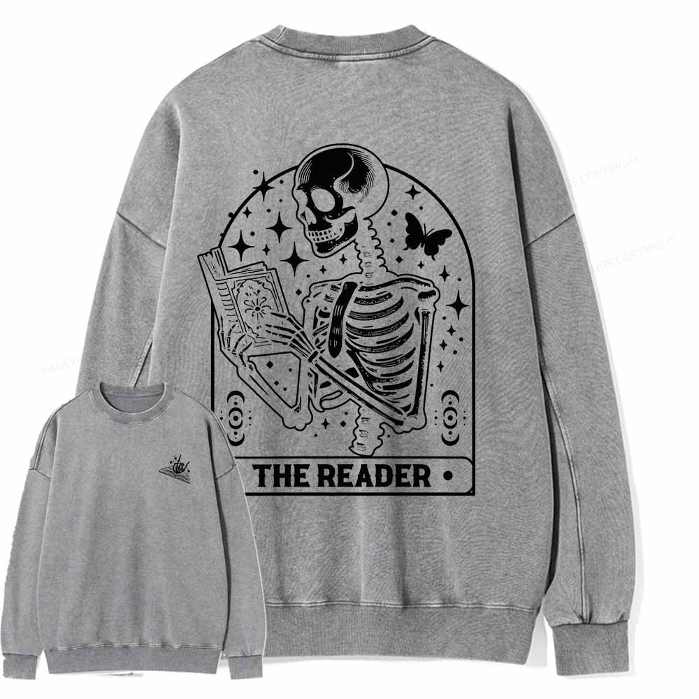 Pagewings The Reader Tarot Card Shirt Unisex Washed Sweatshirt