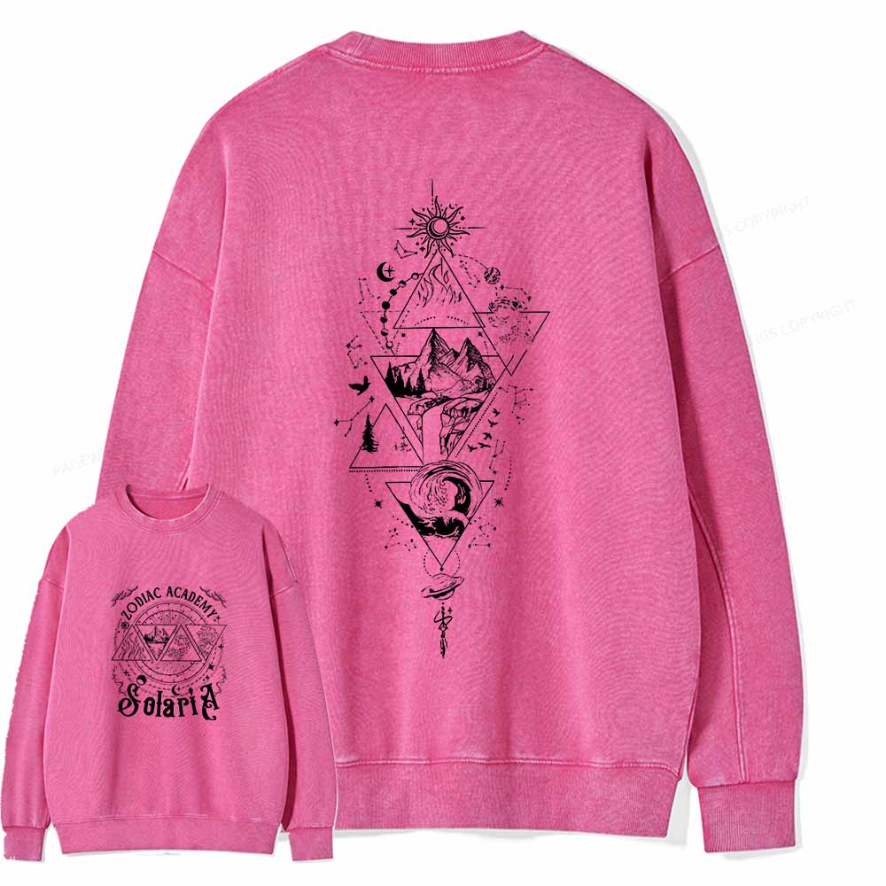 Pagewings Zodiac Academy Graphic Tee - Astrology Unisex Washed Sweatshirt