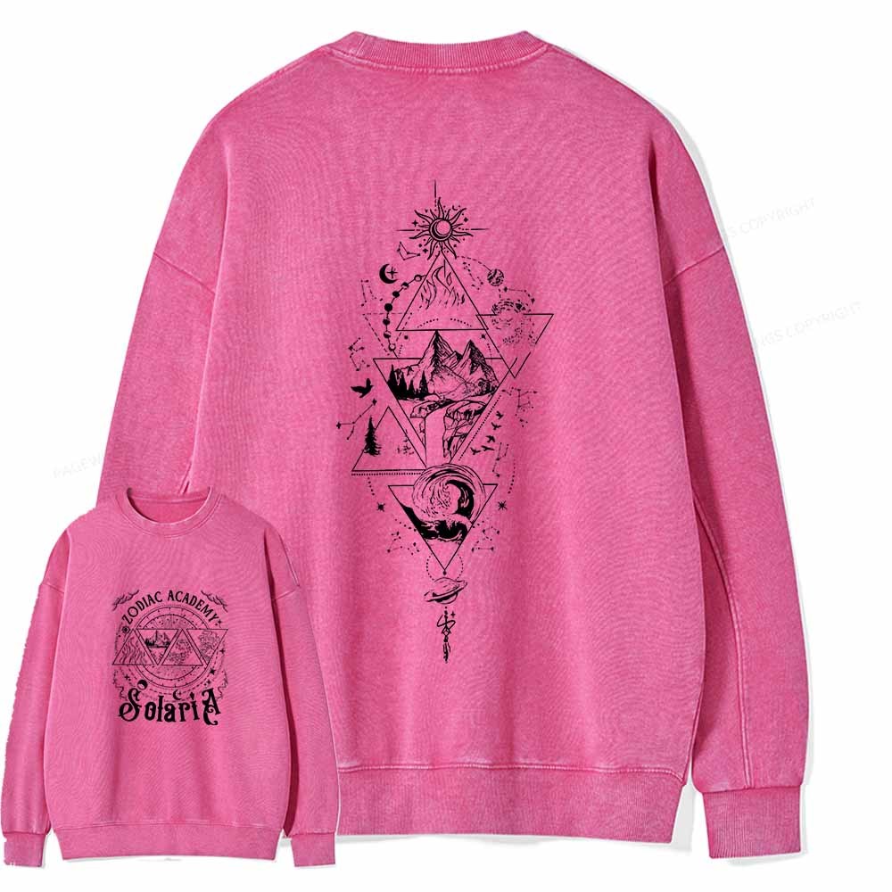 Pagewings Zodiac Academy Graphic Tee - Astrology Unisex Washed Sweatshirt