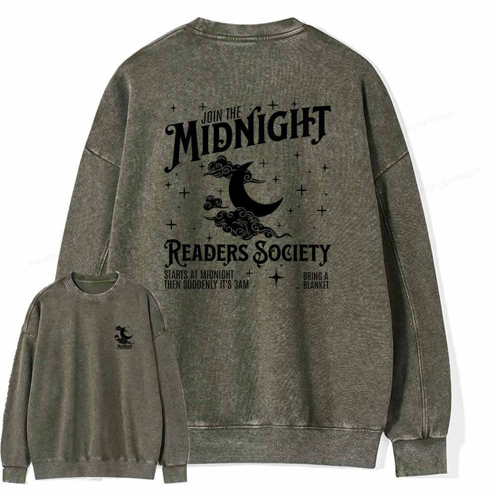Pagewings Late night readers book club Unisex Washed Sweatshirt