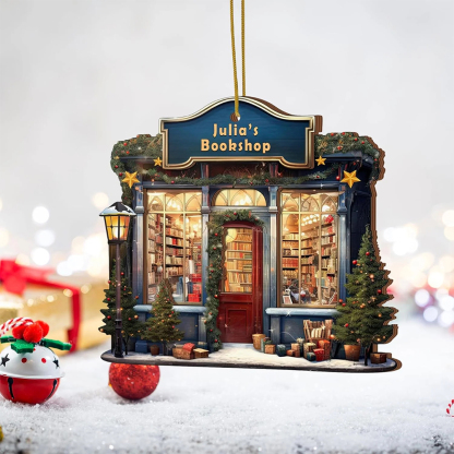 Pagewings Personalized Bookshop Wooden Ornament