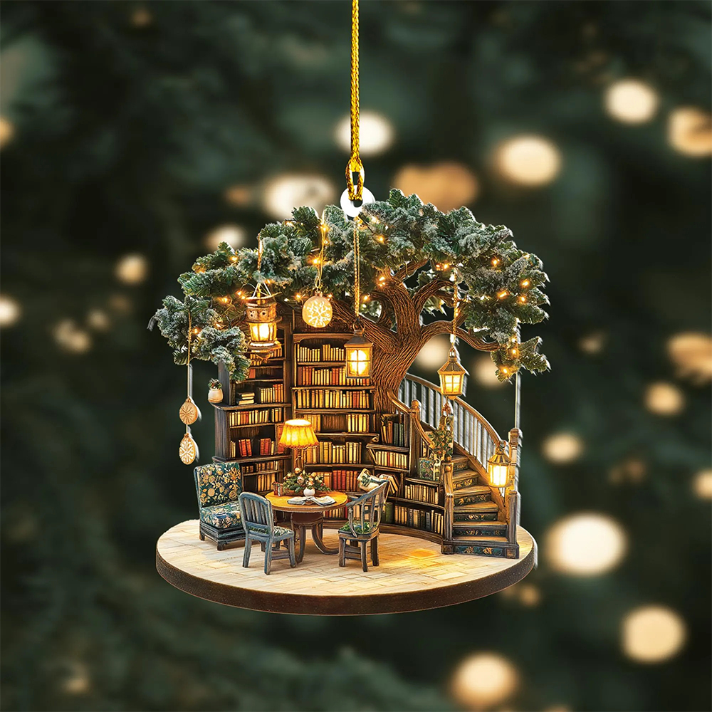 Pagewings Cozy Literary Christmas Vibe Ornament