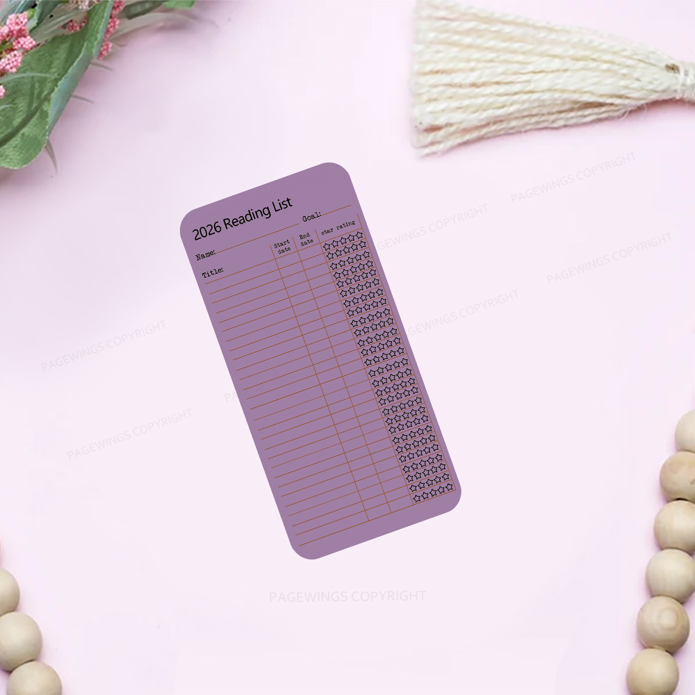 Pagewings 2026 Reading List Bookmark