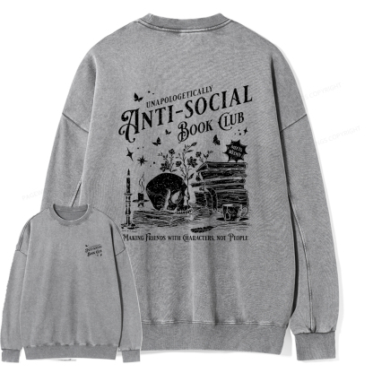 Pagewings Anti-social Book Club Comfort Colors Shirt Unisex Washed Sweatshirt