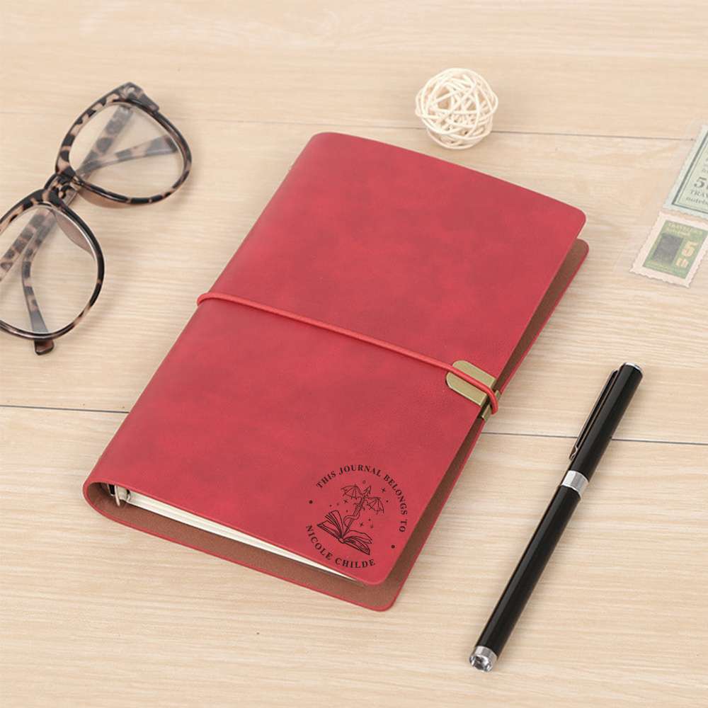 Pagewings Personalized Name Bookworm Leather Journal