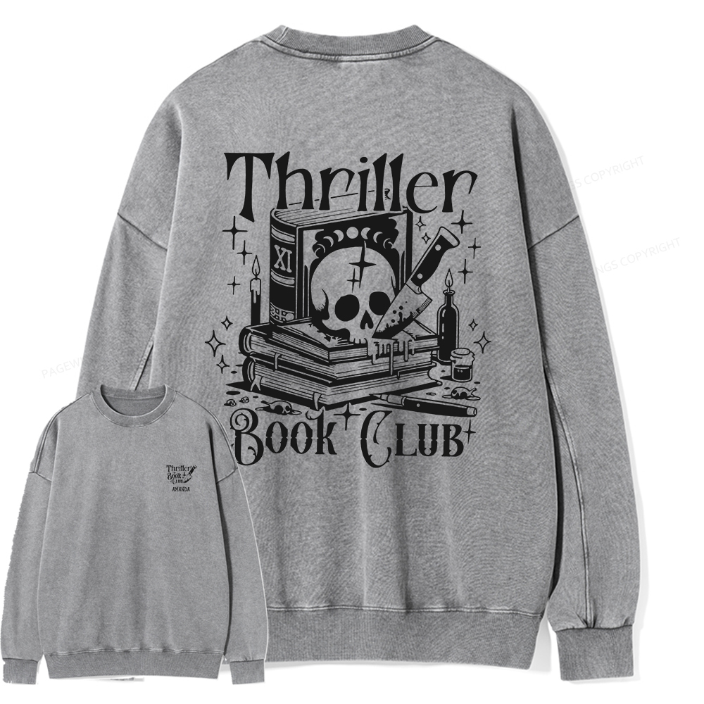 Pagewings Thriller Book Club Shirt Unisex Washed Sweatshirt