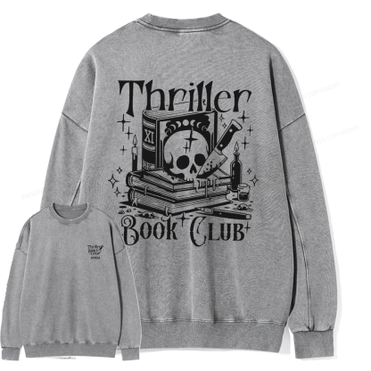 Pagewings Thriller Book Club Shirt Unisex Washed Sweatshirt