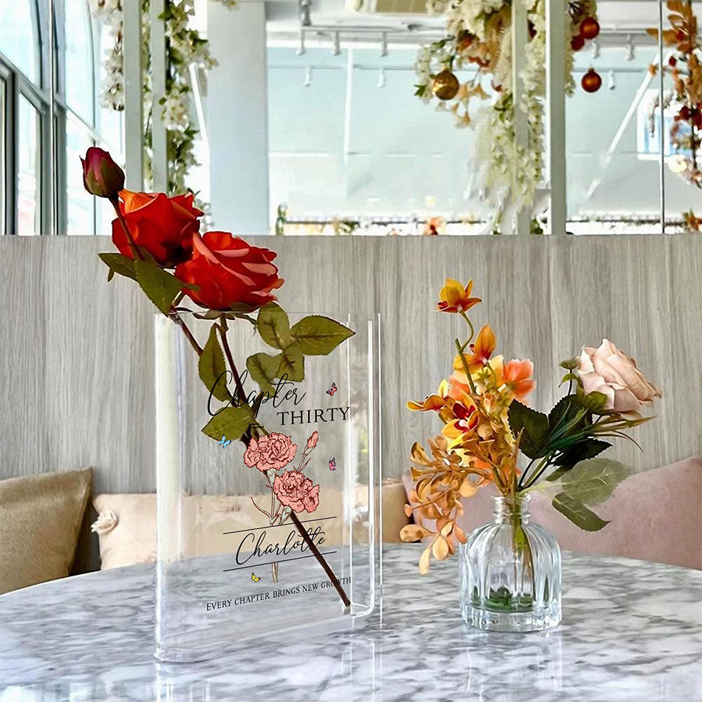 Pagewings Personalized Birthday Gift Acrylic Book Vase