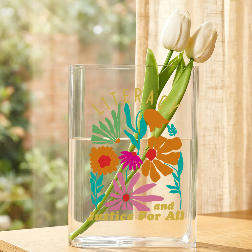 Pagewings Literacy and Justice for All Acrylic Book Vase