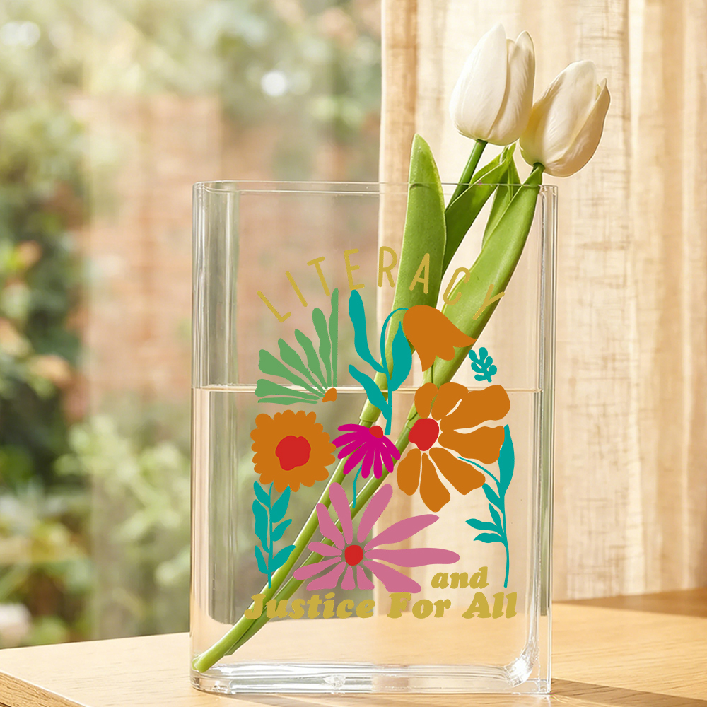 Pagewings Literacy and Justice for All Acrylic Book Vase