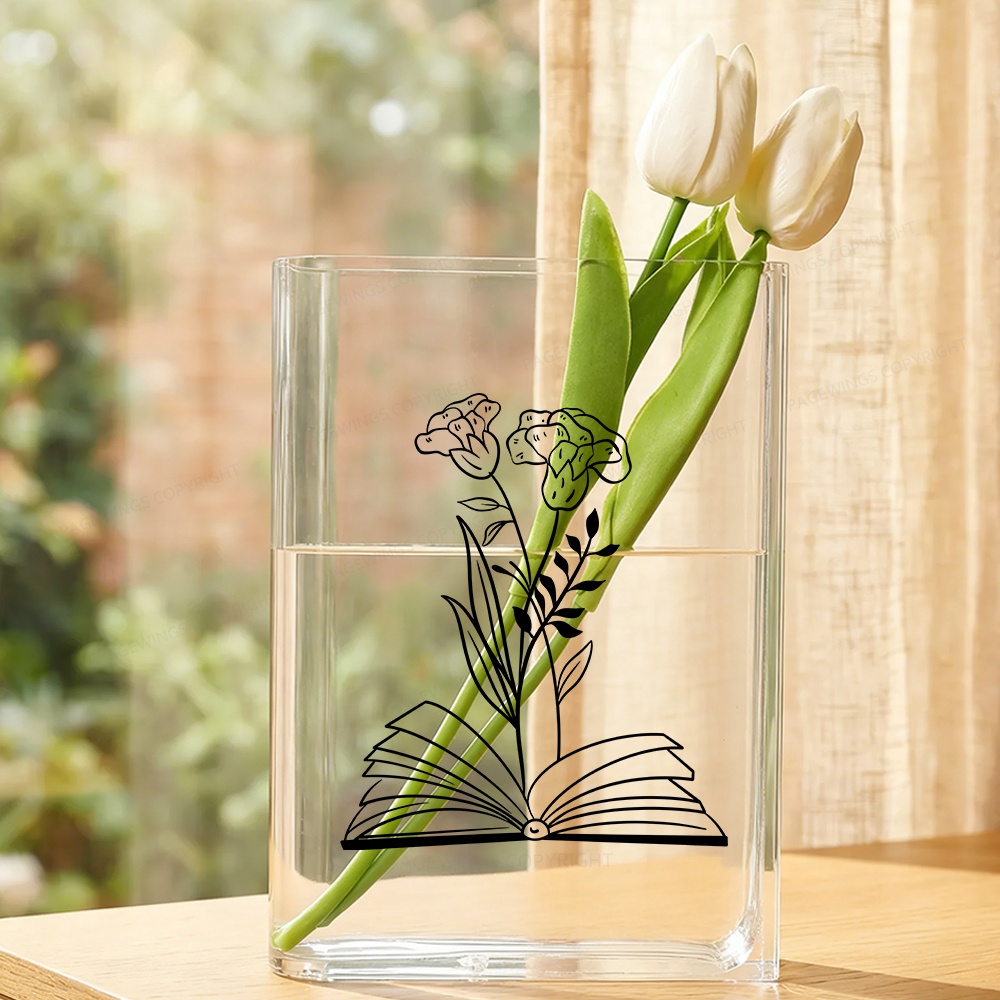 Pagewings Floral Book Lover Acrylic Book Vase
