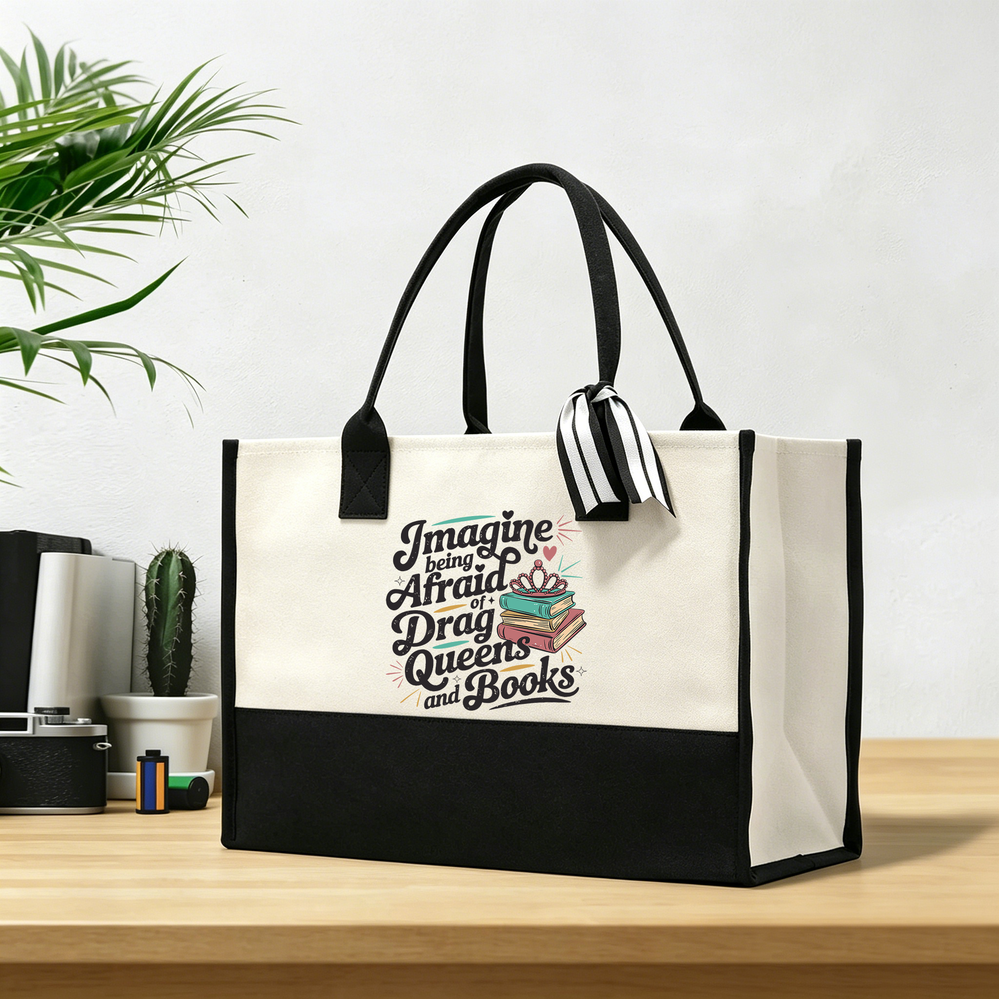 Pagewings Imagine Being Afraid Of Drag Queens And Books11701 Large Tote Bag