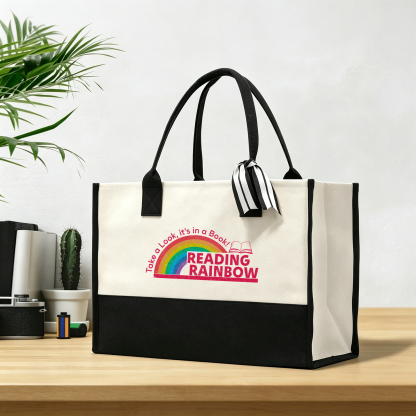 Pagewings Reading With Rainbow11479 Large Tote Bag