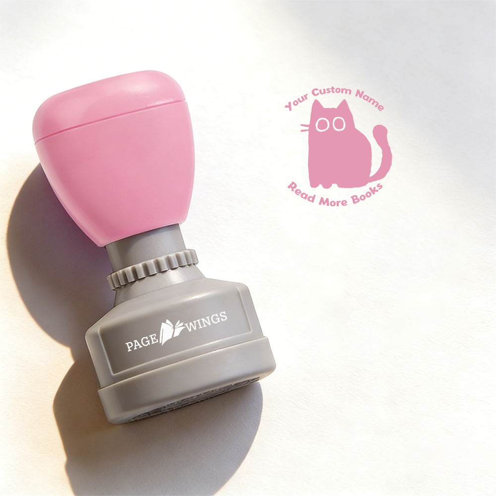 Pagewings Personalized Name Cat Books Stamp