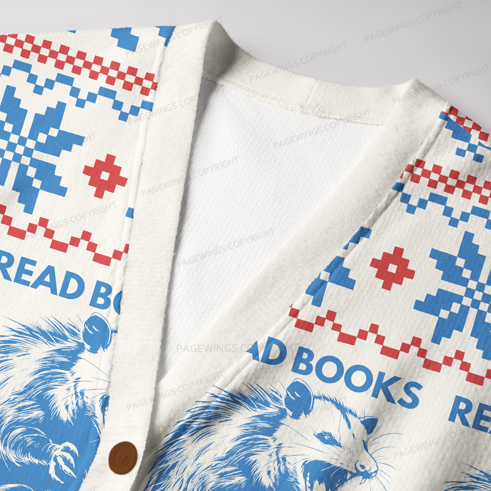 Pagewings Read Books Stay Weird Unisex Ugly Cardigan Sweaters