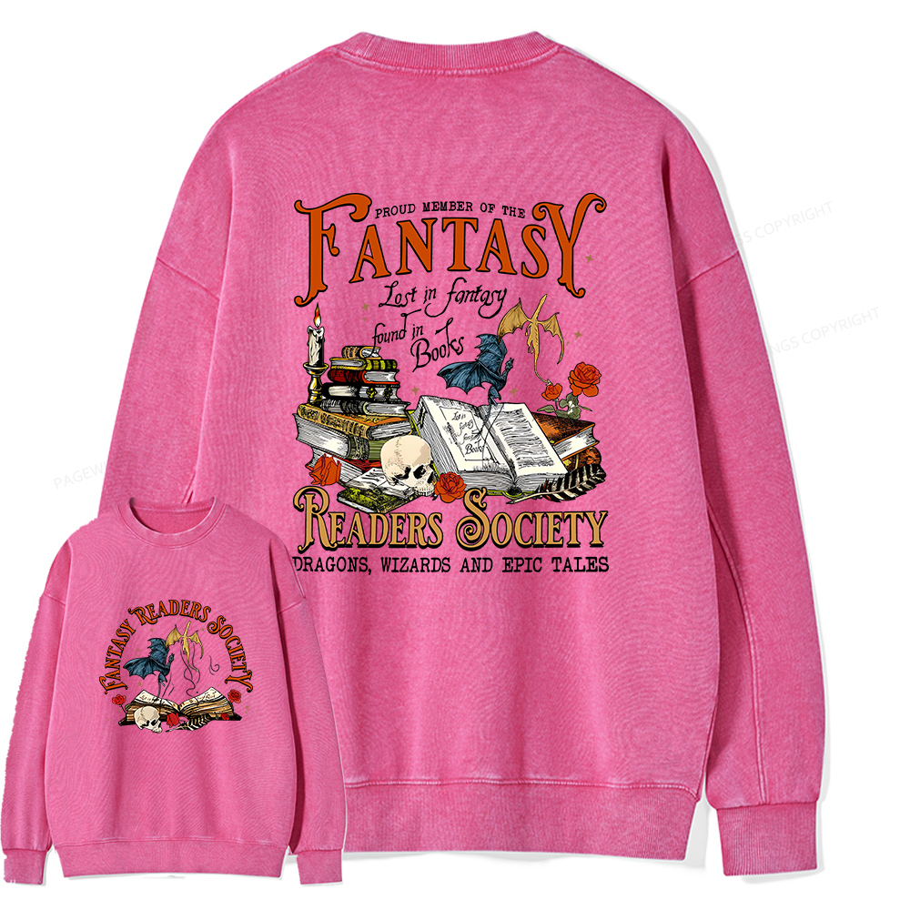 Pagewings Fantasy Readers Society Unisex Washed Sweatshirt