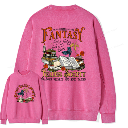 Pagewings Fantasy Readers Society Unisex Washed Sweatshirt