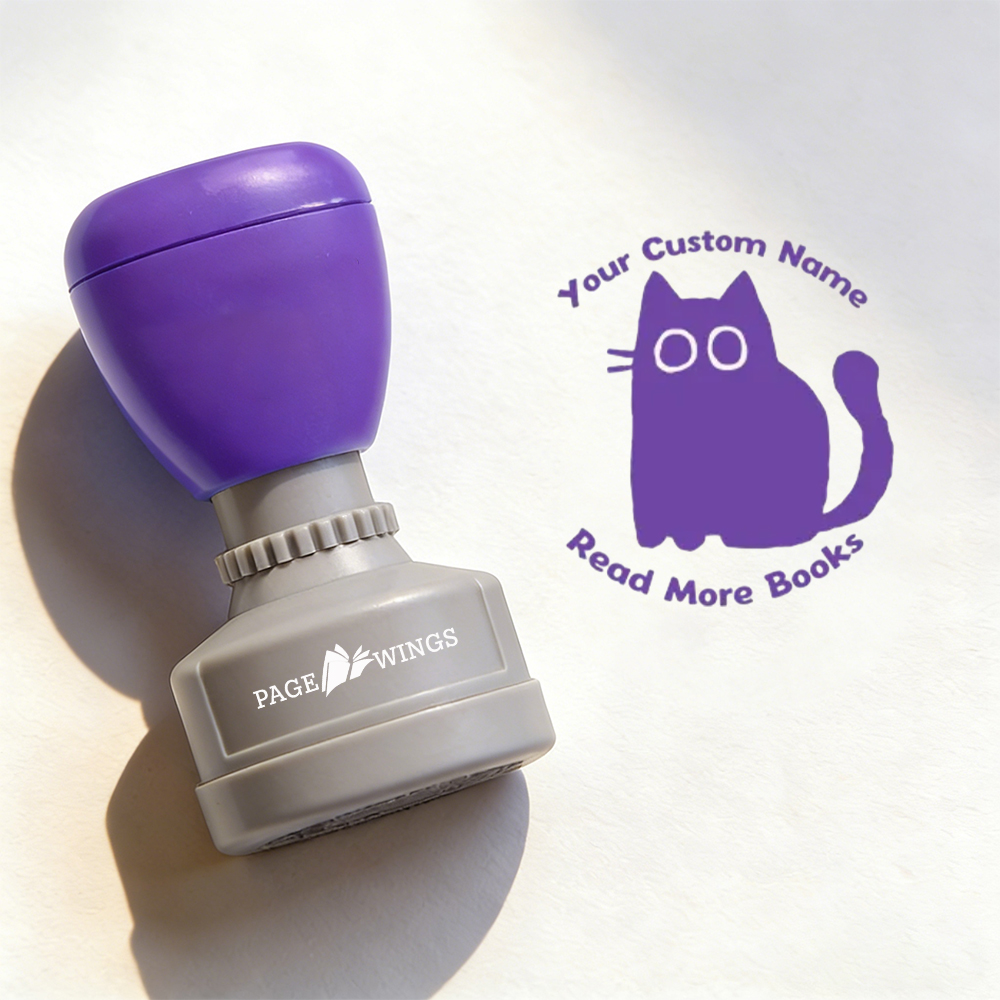 Pagewings Personalized Name Cat Books Stamp