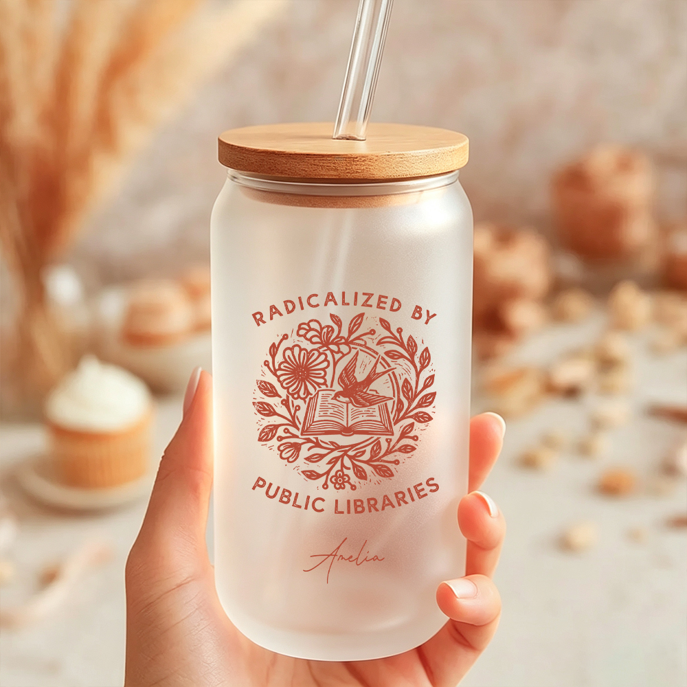 Pagewings Personalized Public Libraries Glass Can Tumbler