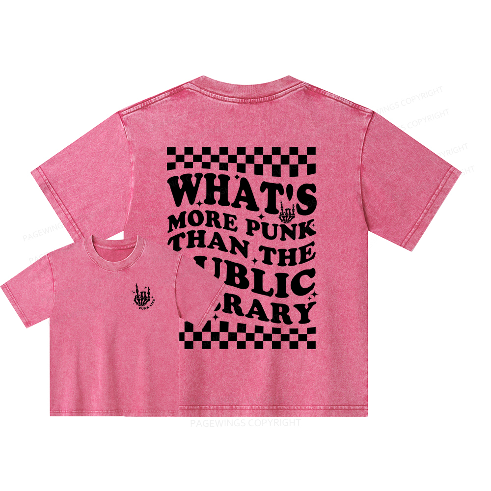 Pagewings punk the public library Unisex Kids Washed T-shirt