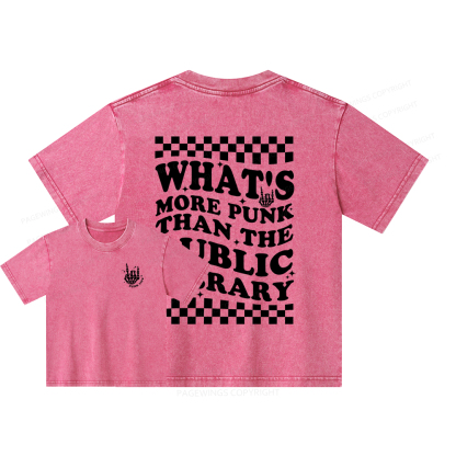 Pagewings punk the public library Unisex Kids Washed T-shirt